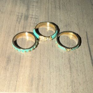 Elegant Gold and Turquoise Ring Set